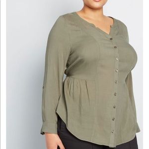 NWT modcloth trust travel button up top (1X fit)